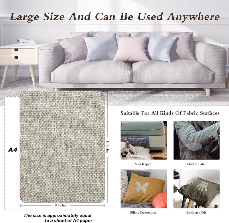 KING MOUNTAIN Coarse Linen Repair Patches, Self-Adhesive Linen Fabric Patches, 8X11 inch Extra Size, Multi Color, Can be Used for Linen Sofa Repair (8" x 11",Cream-Gray 1.0) - Image 4